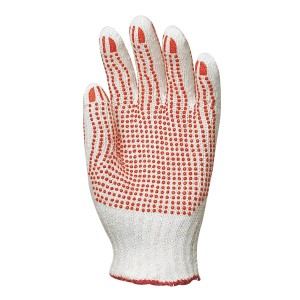 Pletena rokavica z rdečimi PVC granulami vel 7