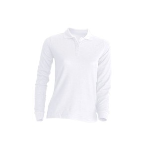 Ženska polo majica z dolgimi rokavi, bela